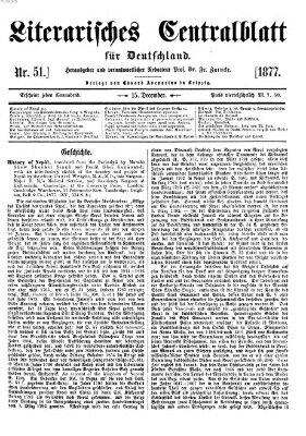 Literarisches Zentralblatt für Deutschland Samstag 15. Dezember 1877