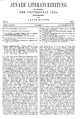 Jenaer Literaturzeitung Samstag 27. Januar 1877