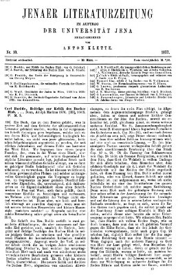 Jenaer Literaturzeitung Samstag 10. März 1877