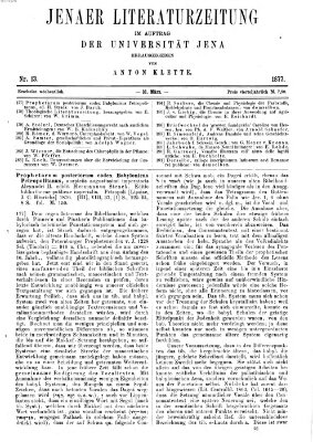 Jenaer Literaturzeitung Samstag 31. März 1877