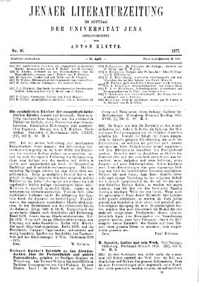 Jenaer Literaturzeitung Samstag 21. April 1877