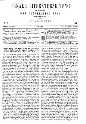 Jenaer Literaturzeitung Samstag 28. April 1877