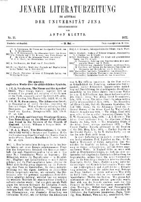 Jenaer Literaturzeitung Samstag 26. Mai 1877