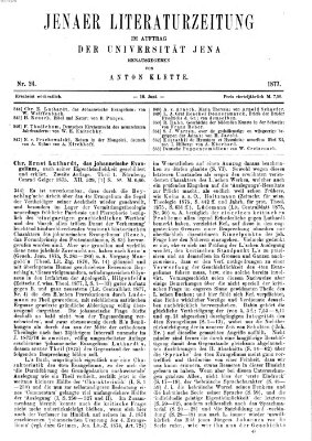 Jenaer Literaturzeitung Samstag 16. Juni 1877