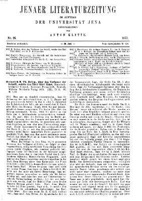 Jenaer Literaturzeitung Samstag 30. Juni 1877