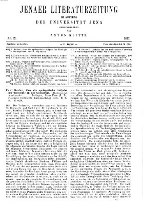 Jenaer Literaturzeitung Samstag 11. August 1877