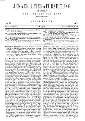 Jenaer Literaturzeitung Samstag 18. August 1877