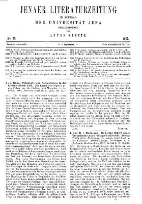 Jenaer Literaturzeitung Samstag 1. September 1877