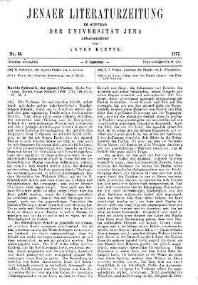 Jenaer Literaturzeitung Samstag 8. September 1877