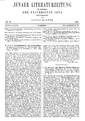 Jenaer Literaturzeitung Samstag 15. September 1877