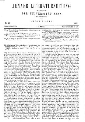 Jenaer Literaturzeitung Samstag 13. Oktober 1877