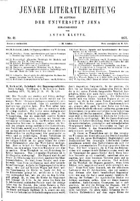 Jenaer Literaturzeitung Samstag 20. Oktober 1877