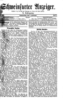 Schweinfurter Anzeiger Donnerstag 1. Februar 1877