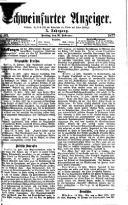 Schweinfurter Anzeiger Freitag 16. Februar 1877