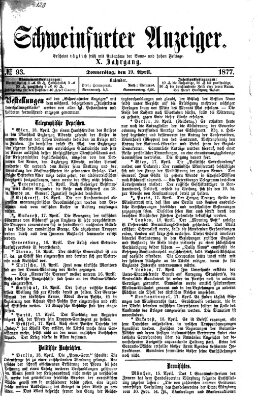 Schweinfurter Anzeiger Donnerstag 19. April 1877