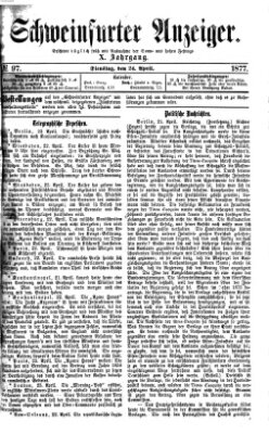 Schweinfurter Anzeiger Dienstag 24. April 1877