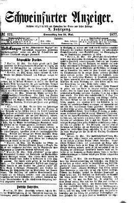 Schweinfurter Anzeiger Donnerstag 24. Mai 1877