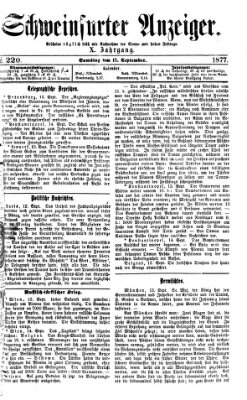 Schweinfurter Anzeiger Samstag 15. September 1877