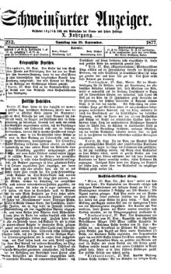 Schweinfurter Anzeiger Samstag 29. September 1877