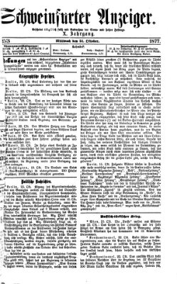 Schweinfurter Anzeiger Mittwoch 24. Oktober 1877