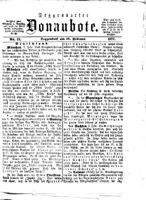 Deggendorfer Donaubote Samstag 10. Februar 1877