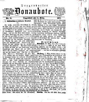 Deggendorfer Donaubote Mittwoch 14. März 1877