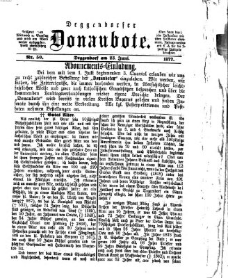 Deggendorfer Donaubote Samstag 23. Juni 1877