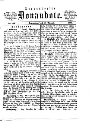 Deggendorfer Donaubote Mittwoch 15. August 1877