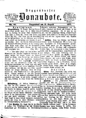 Deggendorfer Donaubote Samstag 18. August 1877