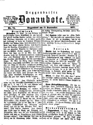 Deggendorfer Donaubote Samstag 15. September 1877