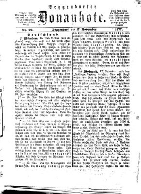 Deggendorfer Donaubote Samstag 17. November 1877