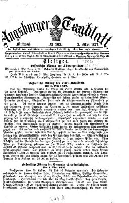Augsburger Tagblatt Mittwoch 2. Mai 1877