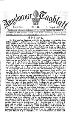 Augsburger Tagblatt Donnerstag 2. August 1877