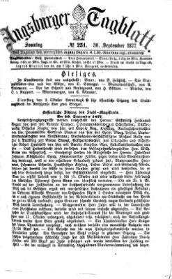 Augsburger Tagblatt Sonntag 30. September 1877