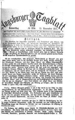 Augsburger Tagblatt Donnerstag 15. November 1877