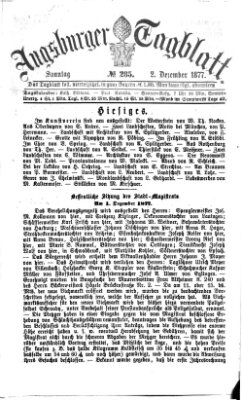 Augsburger Tagblatt Sonntag 2. Dezember 1877