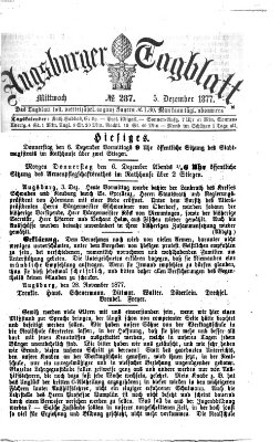 Augsburger Tagblatt Mittwoch 5. Dezember 1877