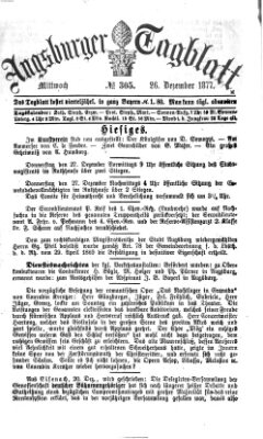 Augsburger Tagblatt Mittwoch 26. Dezember 1877