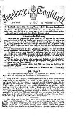 Augsburger Tagblatt Donnerstag 27. Dezember 1877