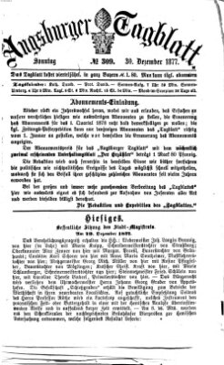 Augsburger Tagblatt Sonntag 30. Dezember 1877