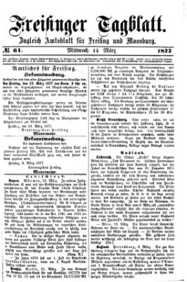 Freisinger Tagblatt (Freisinger Wochenblatt) Mittwoch 14. März 1877