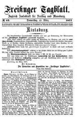 Freisinger Tagblatt (Freisinger Wochenblatt) Donnerstag 15. März 1877