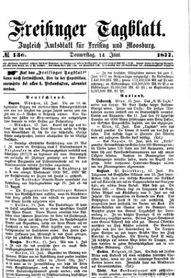 Freisinger Tagblatt (Freisinger Wochenblatt) Donnerstag 14. Juni 1877