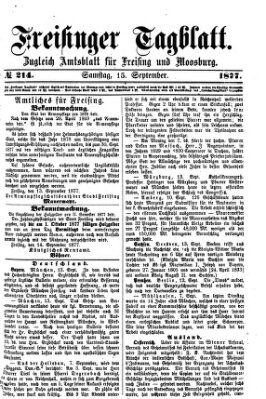 Freisinger Tagblatt (Freisinger Wochenblatt) Samstag 15. September 1877