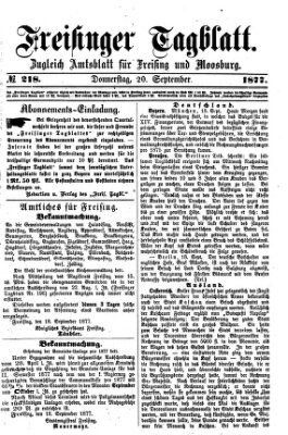 Freisinger Tagblatt (Freisinger Wochenblatt) Donnerstag 20. September 1877