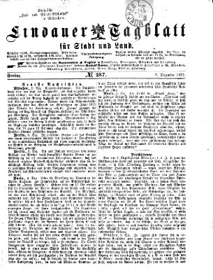 Lindauer Tagblatt für Stadt und Land Freitag 7. Dezember 1877