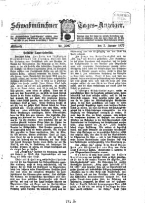 Schwabmünchner Tages-Anzeiger Mittwoch 3. Januar 1877