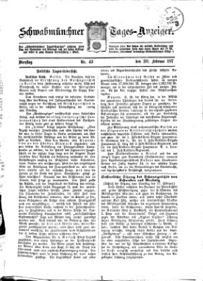 Schwabmünchner Tages-Anzeiger Dienstag 20. Februar 1877