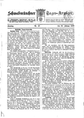 Schwabmünchner Tages-Anzeiger Sonntag 25. Februar 1877