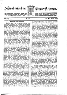 Schwabmünchner Tages-Anzeiger Sonntag 15. April 1877